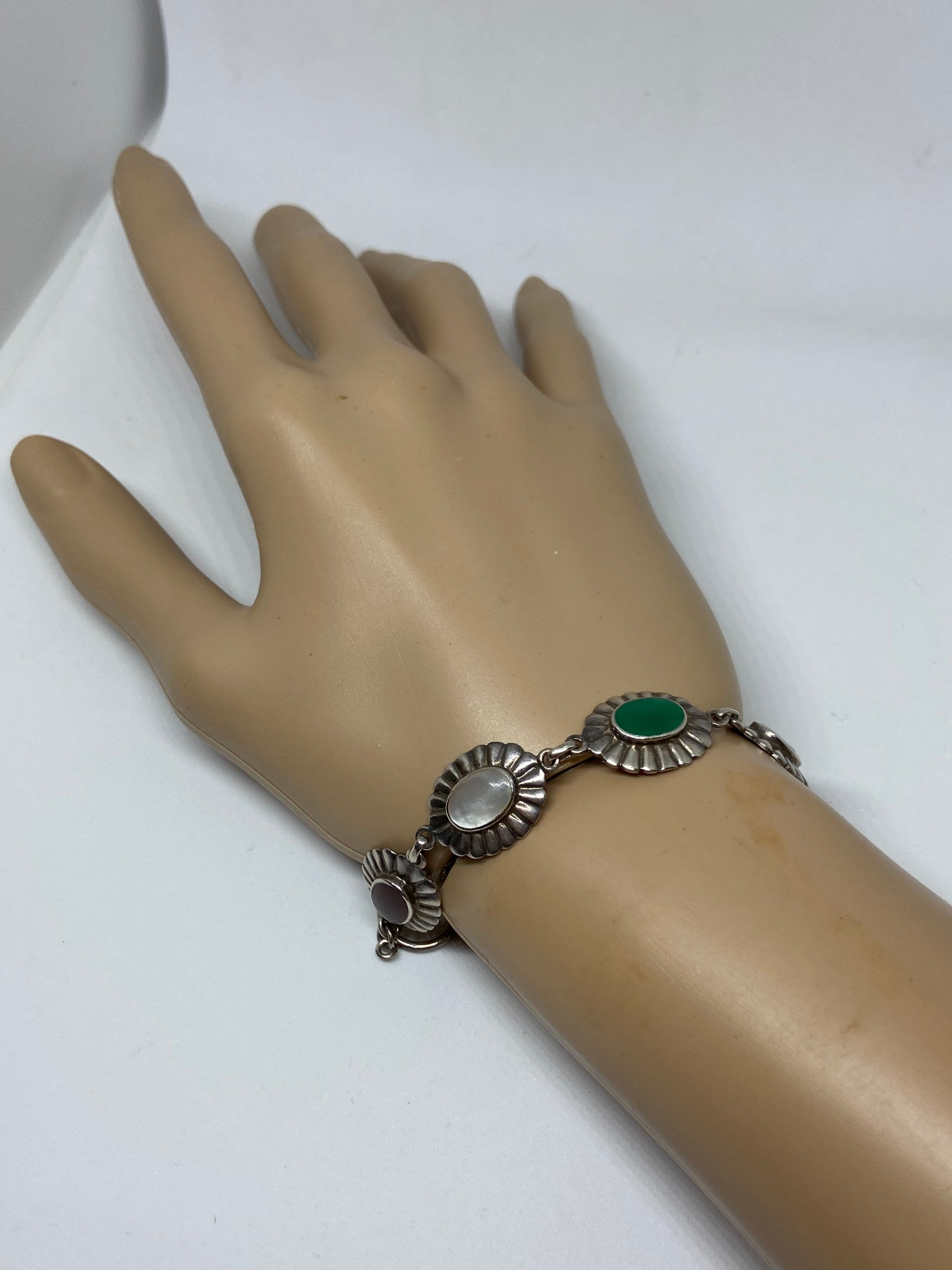【シックなモノトーン】 ALDO ブレスレット 5本セット 重ね付け Danish Multi Stone Sterling Concho Bracelet 7