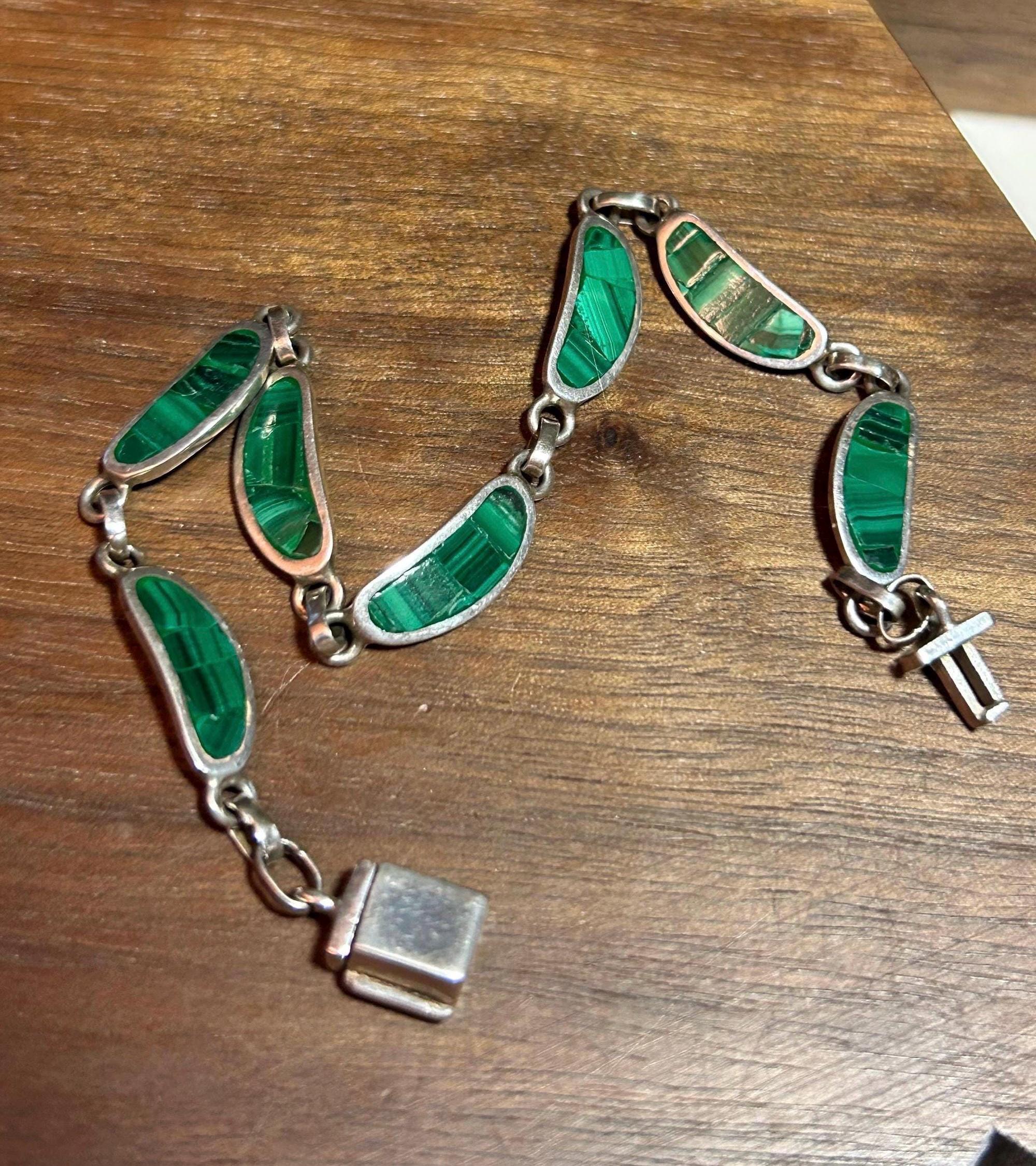 Malachite 950 Sterling Bracelet 7
