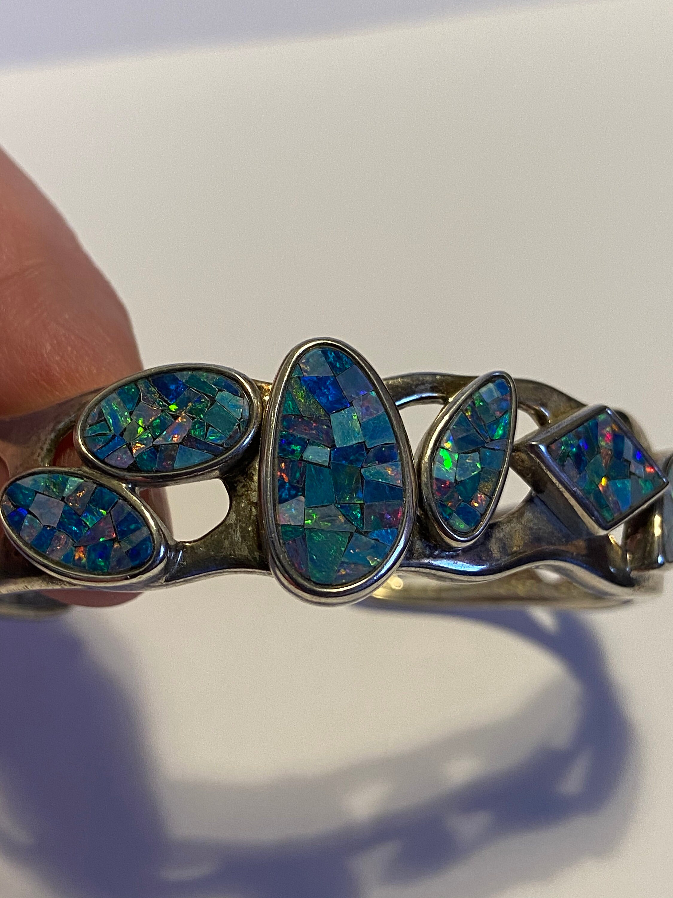 Mosaic Opal Sterling Cuff Bracelet Whitney Kelly 925 Silver | Etsy