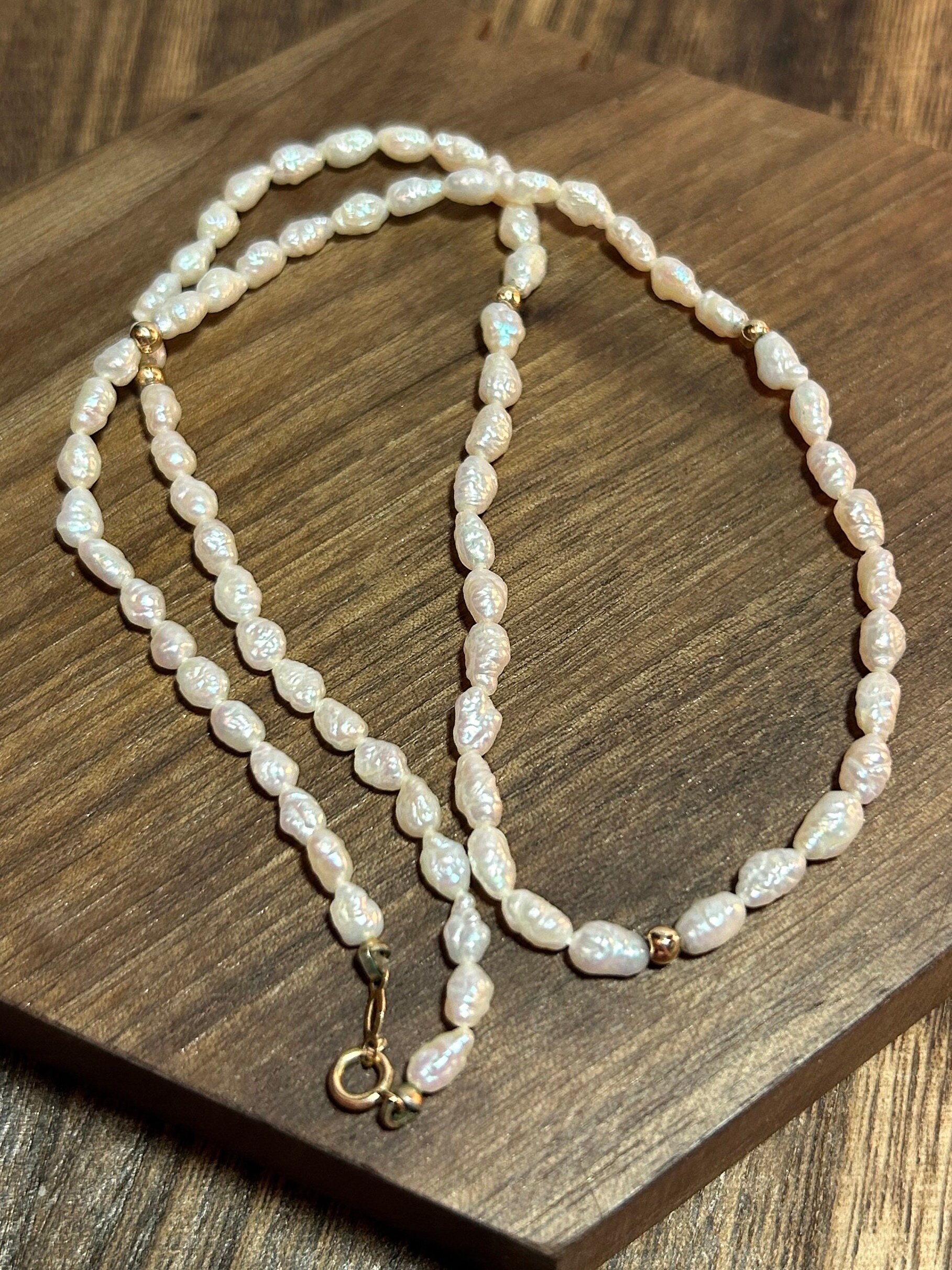 Vintage 14k gold pearl necklace discount