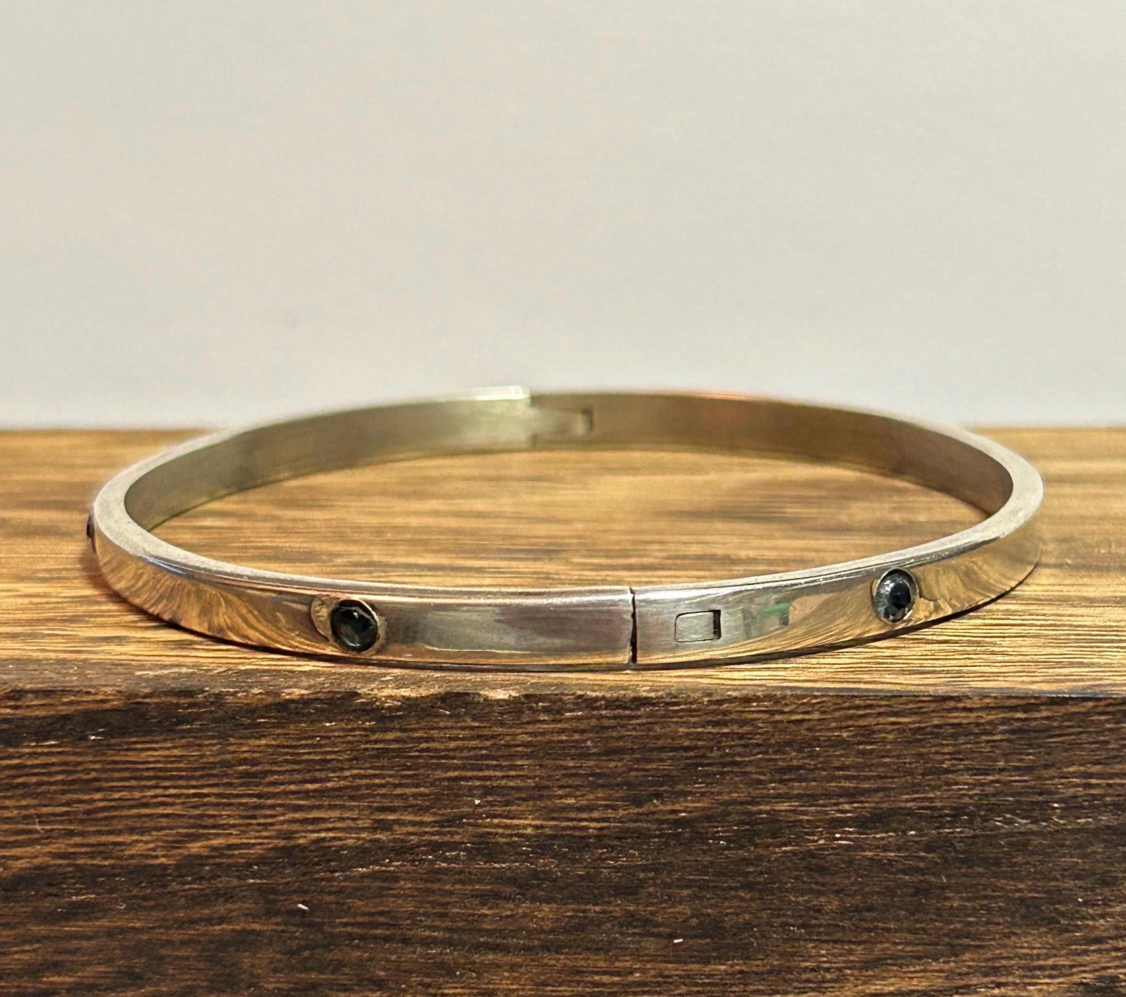 メキシカンジュエリー バングル カフ STERLING MEXICO TAXCO Taxco Sterling Blue Cubic Zirconia Bracelet Bangle 1.2ctw 925