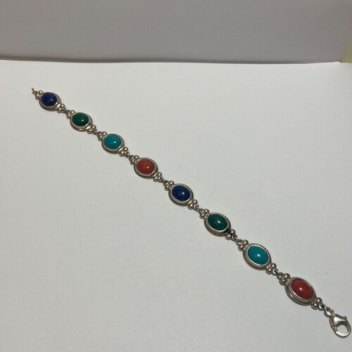 Multi Stone Sterling Bracelet 8