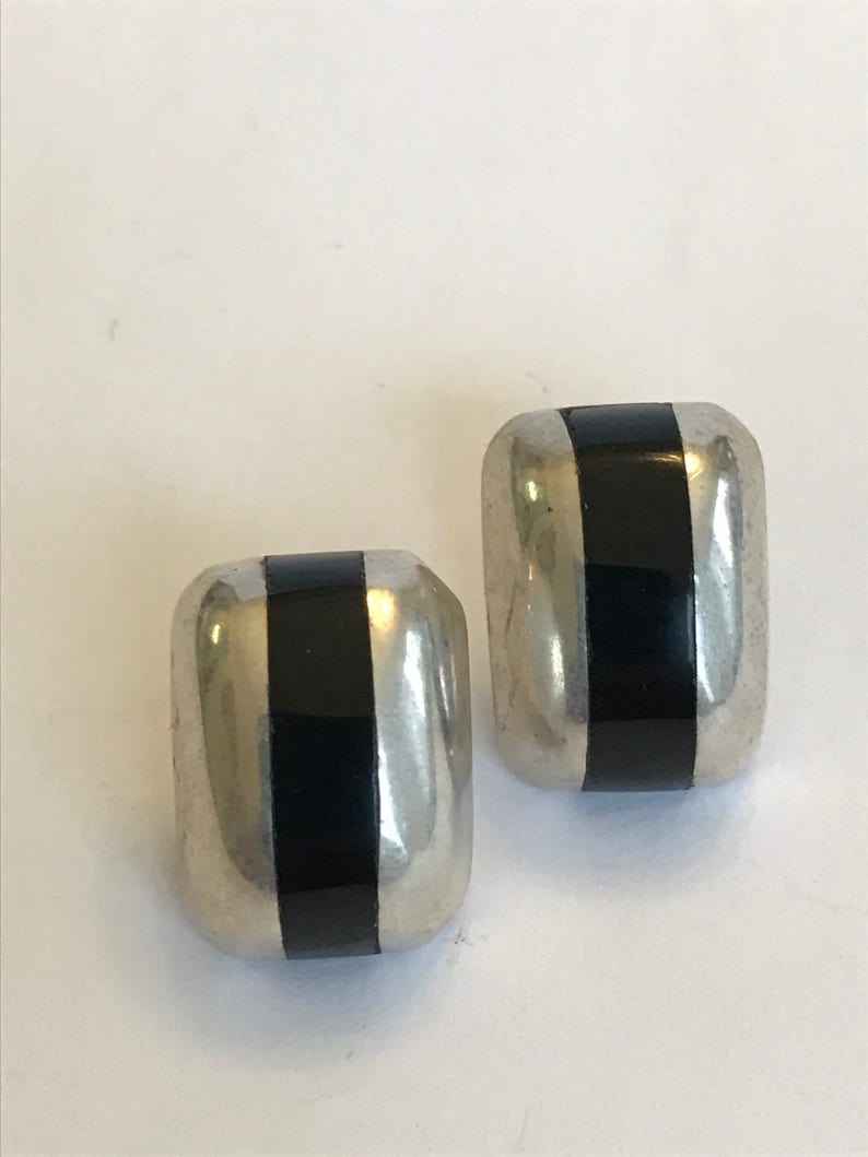 Taxco Onyx Sterling Earrings 925 Silver Mexico Mexican Vintage Southwestern Jewelry Christmas Birthday Mother S Gift Boho - 