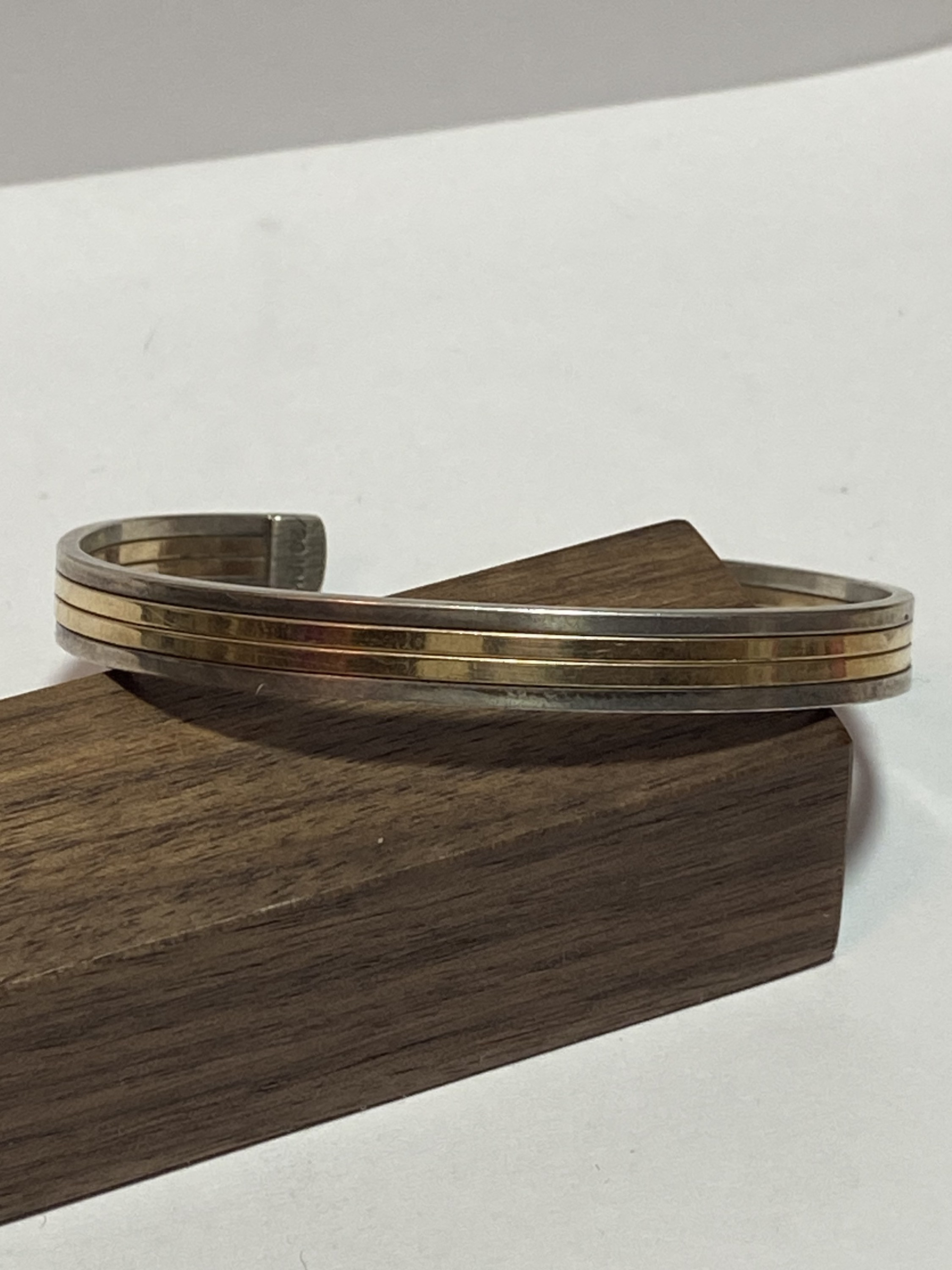 Navajo Tahe 12K Sterling Cuff Bracelet 925 Silver 12KT Gold