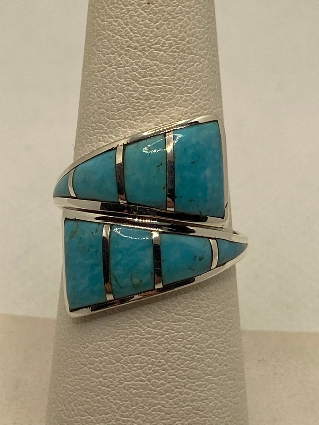 Sleeping Beauty Turquoise Sterling Bypass Ring 925 Silver Men's Unisex ...