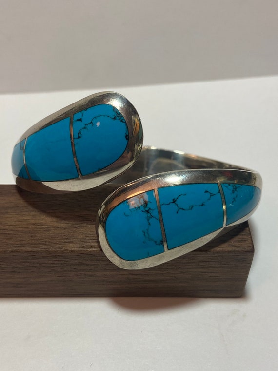 Lot De 3 Bracelets Vintage En Turquoise Bleue Du Mexique - Métal Plaqué Argent - Occasion Bon état