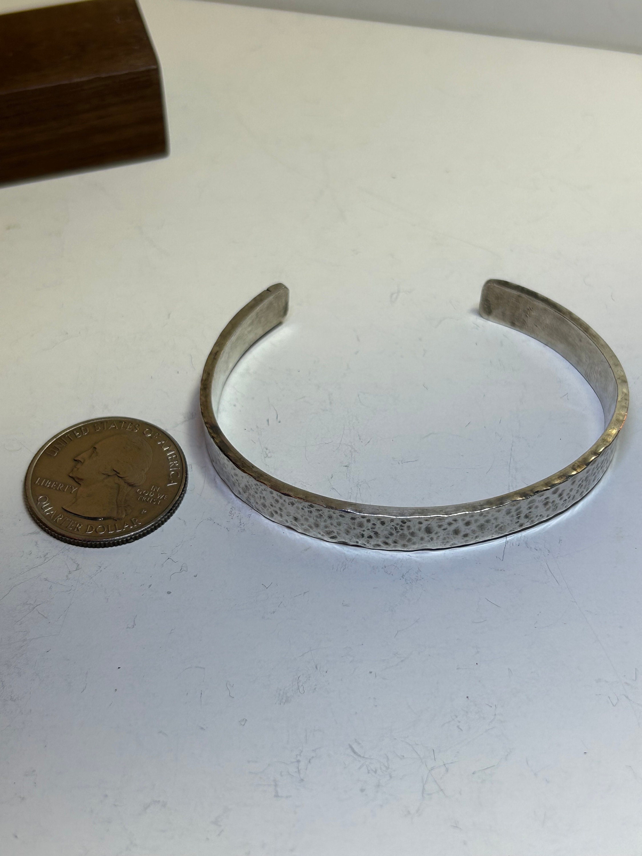 Navajo Hammered Sterling Cuff Bracelet Clendon Pete 925 Silver