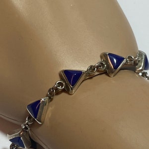 Taxco Lapis Sterling Bracelet 7.25" 925 Silver Lazuli Mexico Mexican Vintage Southwestern Jewelry Christmas Anniversary Birthday Gift