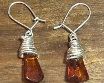 Bernstein Sterling Ohrringe Honig Cognac 925er Silber Polen Baltik Vintage Schmuck Jahrestag Geburtstag Weihnachtsgeschenk Valentinstag