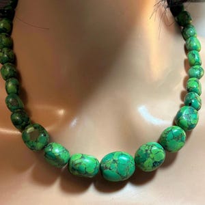 Jay King Green Turquoise Sterling Necklace Adjustable 18.5&quot; 20.75&quot; Mojave 925 Silver Desert Rose Trading DTR Vintage Jewelry Birthday Gift