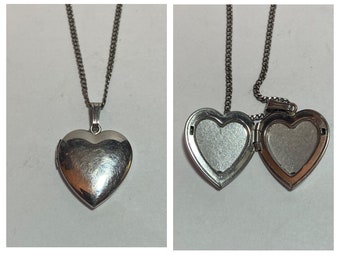 Sterling Heart Locket Collar Colgante 18" 925 Plata Vintage Joyería Aniversario Cumpleaños Regalo de Navidad Día de la Madre de San Valentín Boho