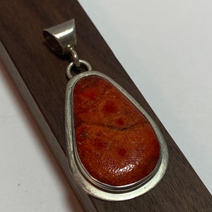Navajo Spiny Oyster Sterling Pendant 925 Silver Orange Vintage Jewelry Native Anniversary Birthday Christmas Gift 4 Necklace Tribal