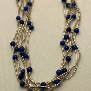 Jay King Lapis Liquid Sterling Necklace Adjustable 18.5&quot; 21&quot; 925 Silver Desert Rose Trading DRT Vintage Southwestern Jewelry Birthday Gift