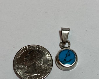 Turquoise Sterling Pendant 925 Silver Blue Mexican Mexico Vintage