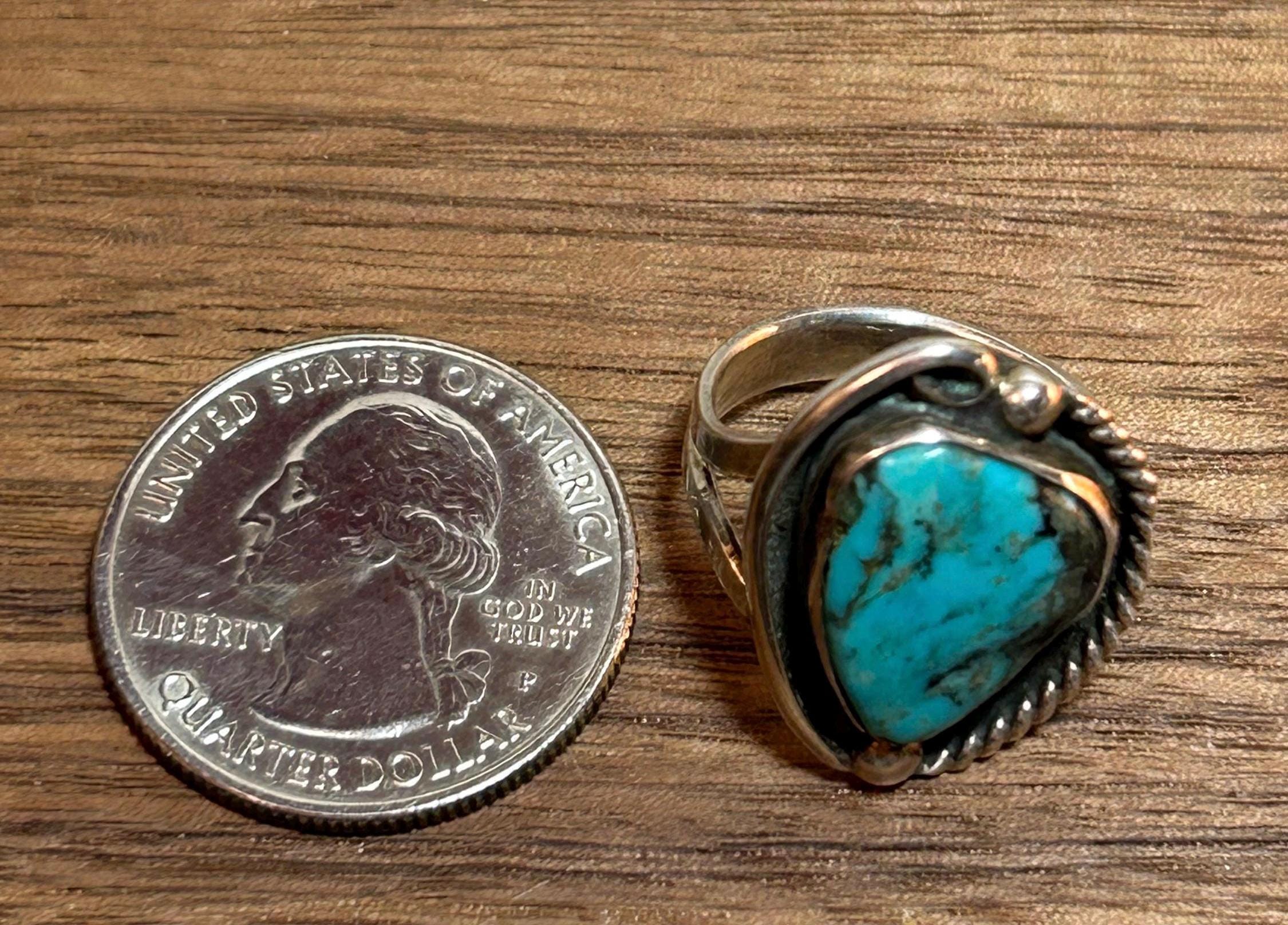 Fred Harvey Era Turquoise Sterling Ring Sz 6.25 Navajo 925 Silver