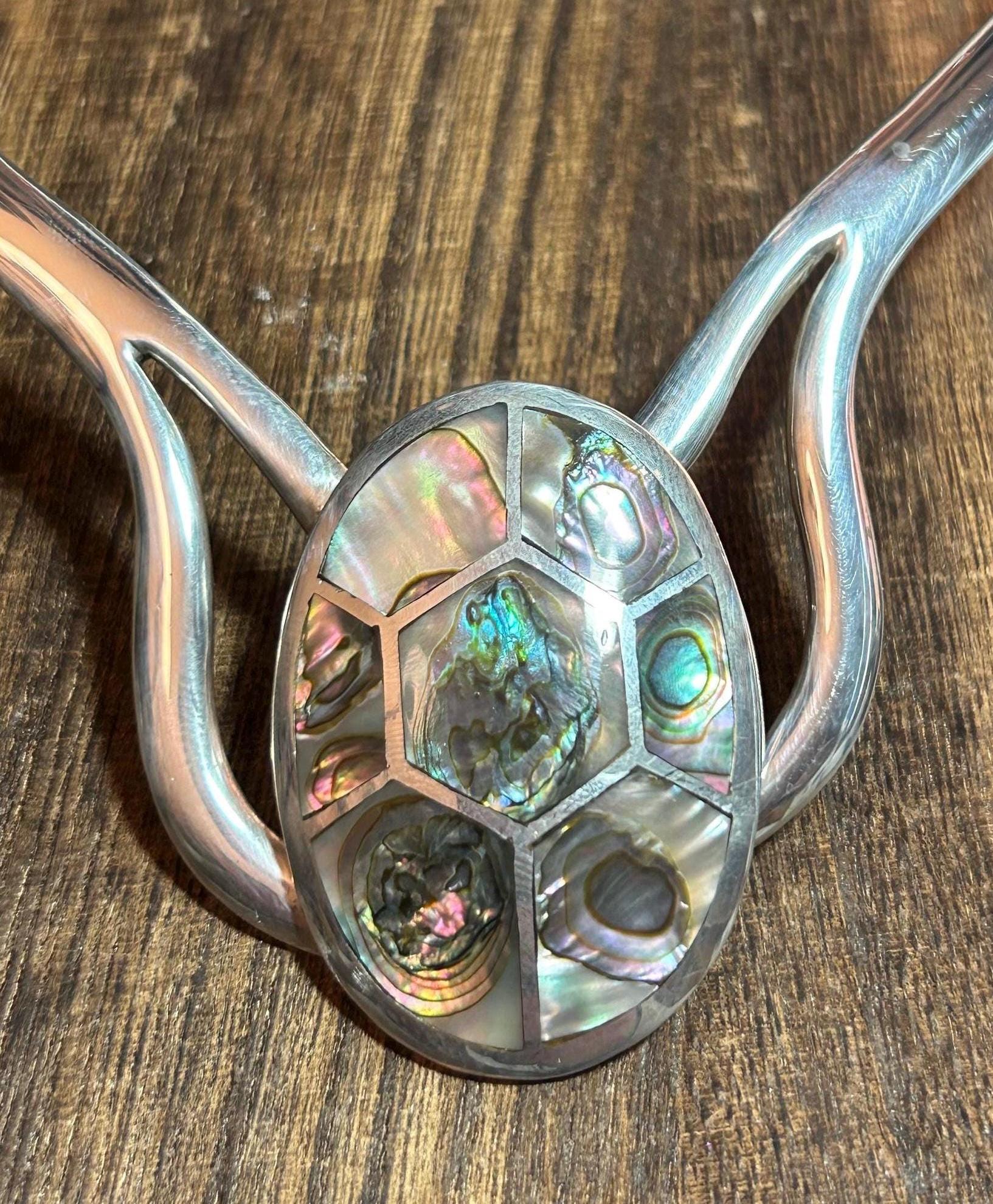 Taxco Abalone 950 Sterling Necklace Choker 87g Silver Mexico