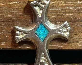 ナバホ族 ターコイズ スターリング クロスペンダント チャーム 925