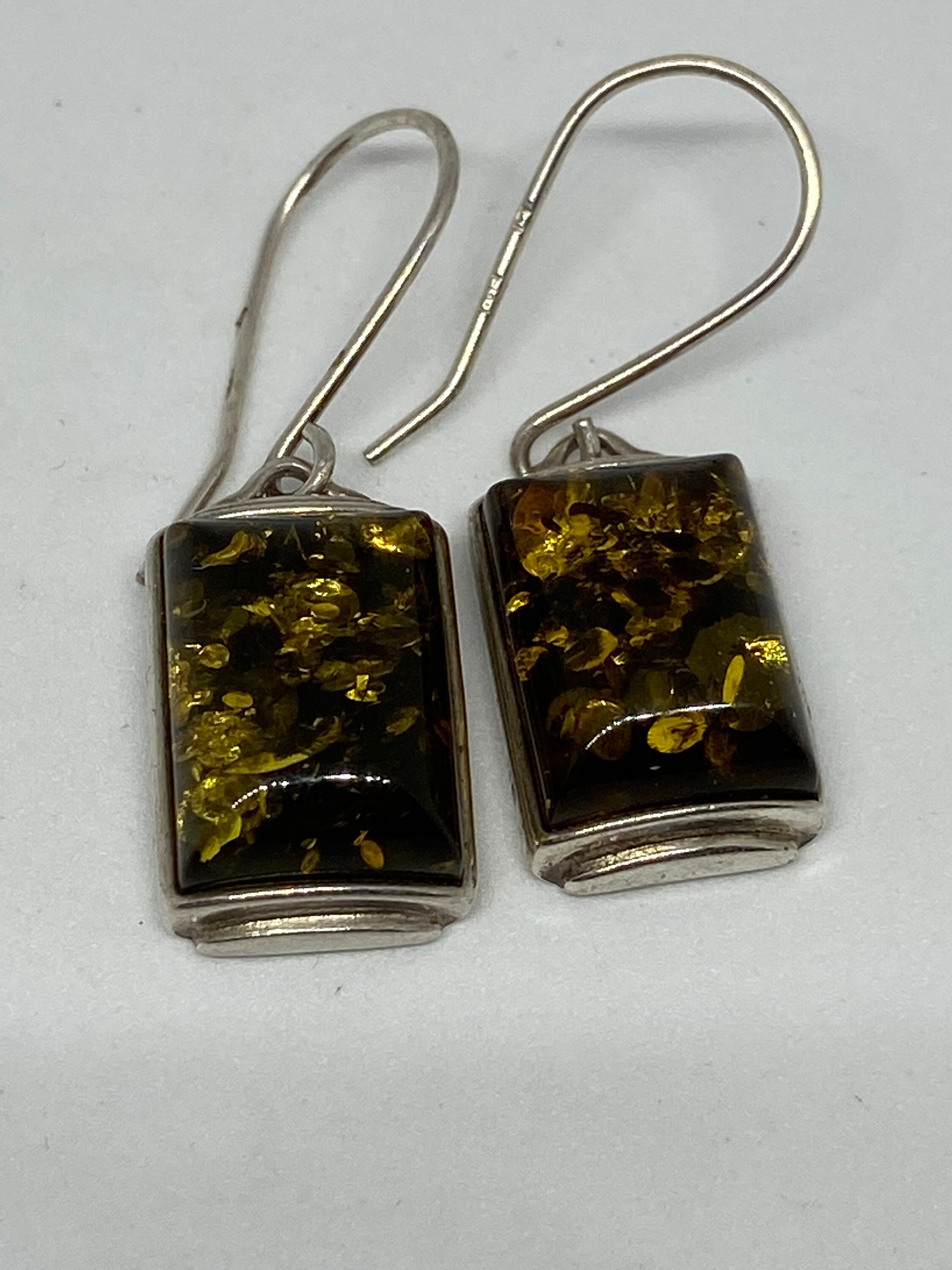 Green BALTIC AMBER Earrings Drop 925 STERLING SILVER Poland #2394 Details about   Genuine 