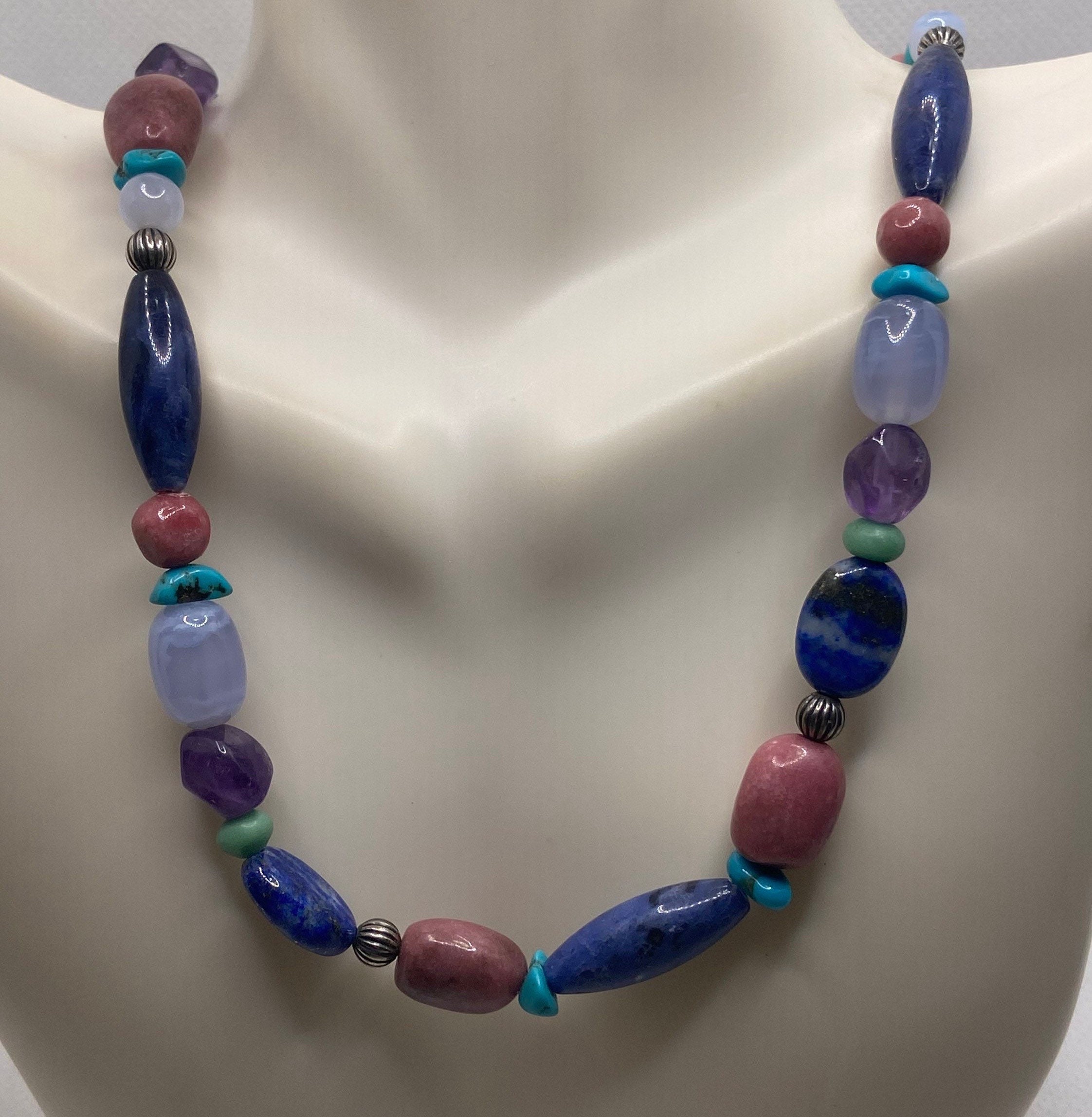 Carolyn Pollack Multi Stone Sterling Necklace Turquoise Lapis