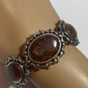 Jasper Sterling Cuff Bracelet 925 Silver Scrollwork Vintage Jewelry Southwestern Anniversary Christmas Birthday Gift Mother&#39;s Day Graduation