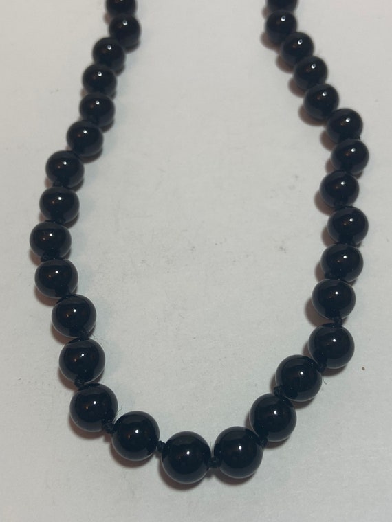 Onyx Sterling Necklace 18.5" 925 Sterling Black B… - image 4
