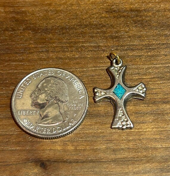 ナバホ族 ターコイズ スターリング クロスペンダント チャーム 925