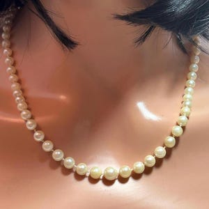 14K White Gold Cultured Pearl Necklace 19&quot; Graduated 14KT Vintage Jewelry Birthday Anniversary Christmas Gift Bridal Wedding Graduation Boho