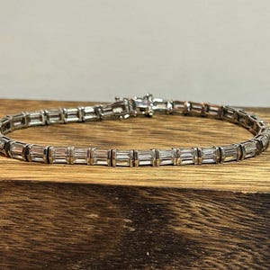 Cubic Zirconia Sterling Tennis Bracelet 16ctw 8&quot; Ross-Simons 925 Silver CZ Vintage Jewelry Christmas Birthday Anniversary Gift Bridal Boho