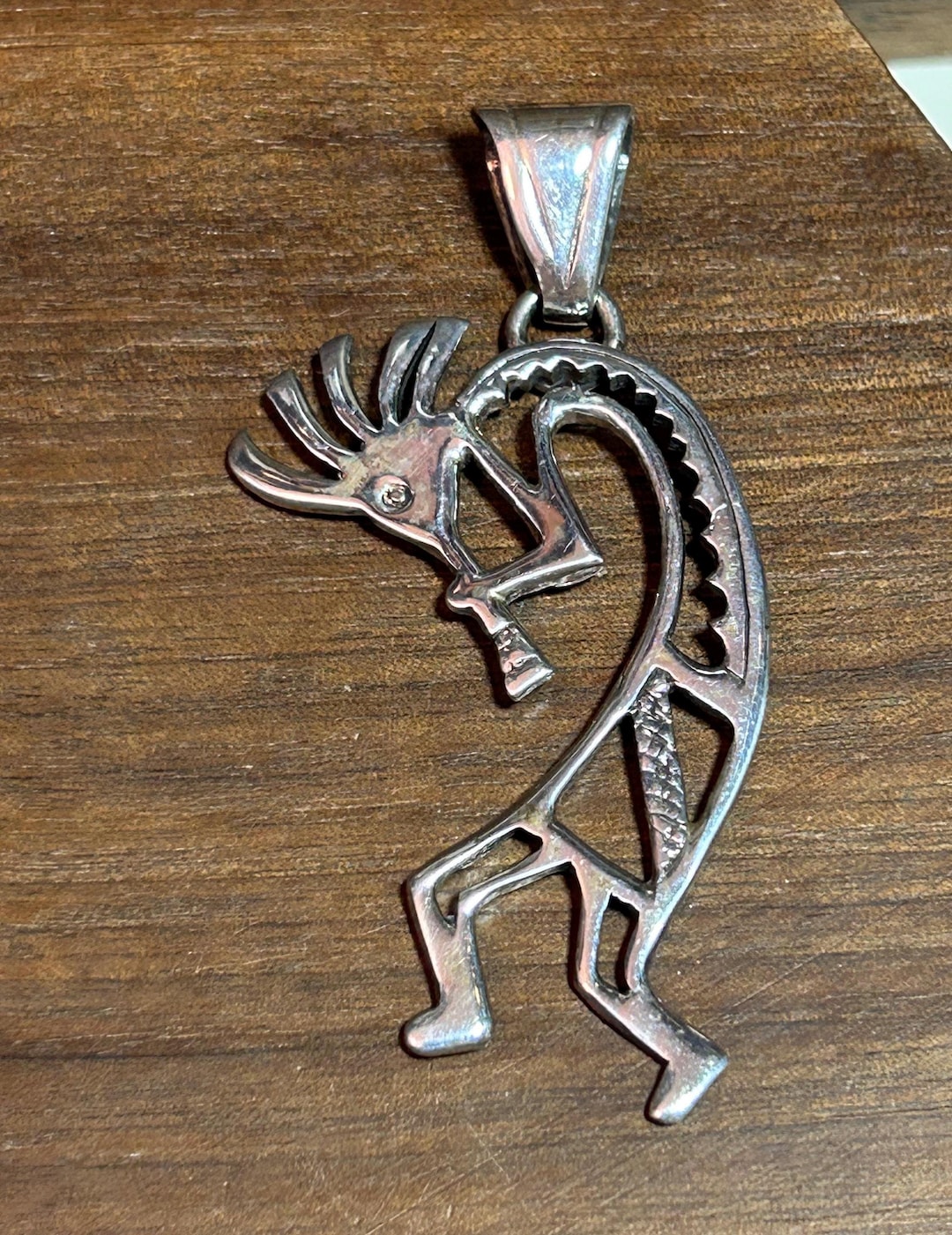 HUGE Navajo Sterling Kokopelli Pendant Glenn Irene Sandoval 925