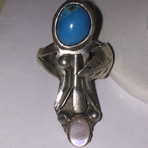 Santo Domingo Turquoise Sterling Ring Sz 6.5 David F. Garcia Pink Mussel 925 Silver Pink Mussel Vintage Jewelry Native Christmas Gift Tribal