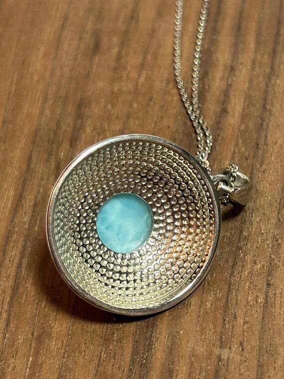 ラリマー スターリング フラワーネックレス ペンダント 3.9カラット 20