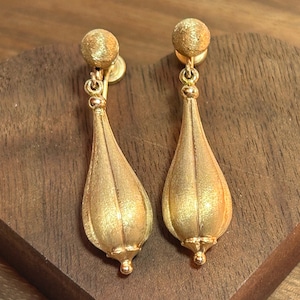 Etruscan 14K Earrings Antique Victorian Teardrop Water Drop Screwbacks 14KT Yellow Gold Vintage Jewelry Anniversary Birthday Christmas Gift