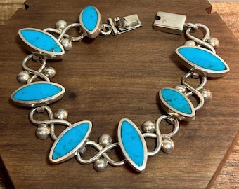 Turquoise 950 Sterling Bracelet Bangle Cuff Silver Mexico Mexican