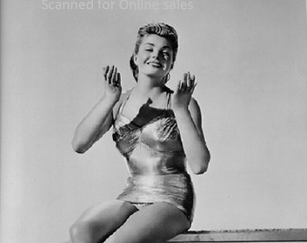 Esther Williams in Swimsuit SItting on Diving Board 4x6 photo