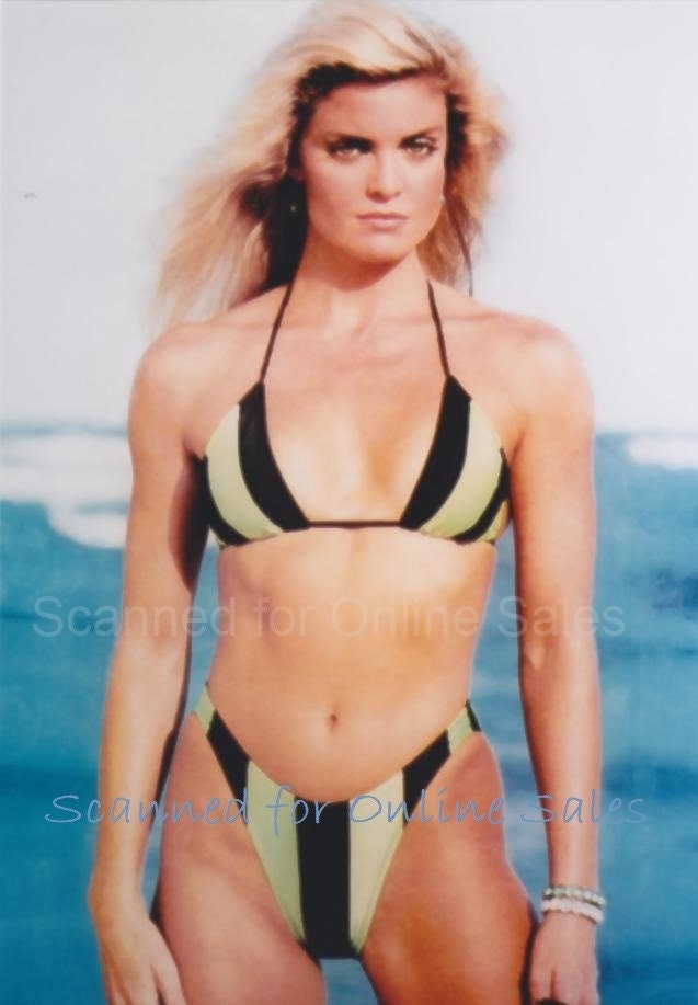 Terry Farrell Blonde and Wearing Striped Bikini 4x6 Photo