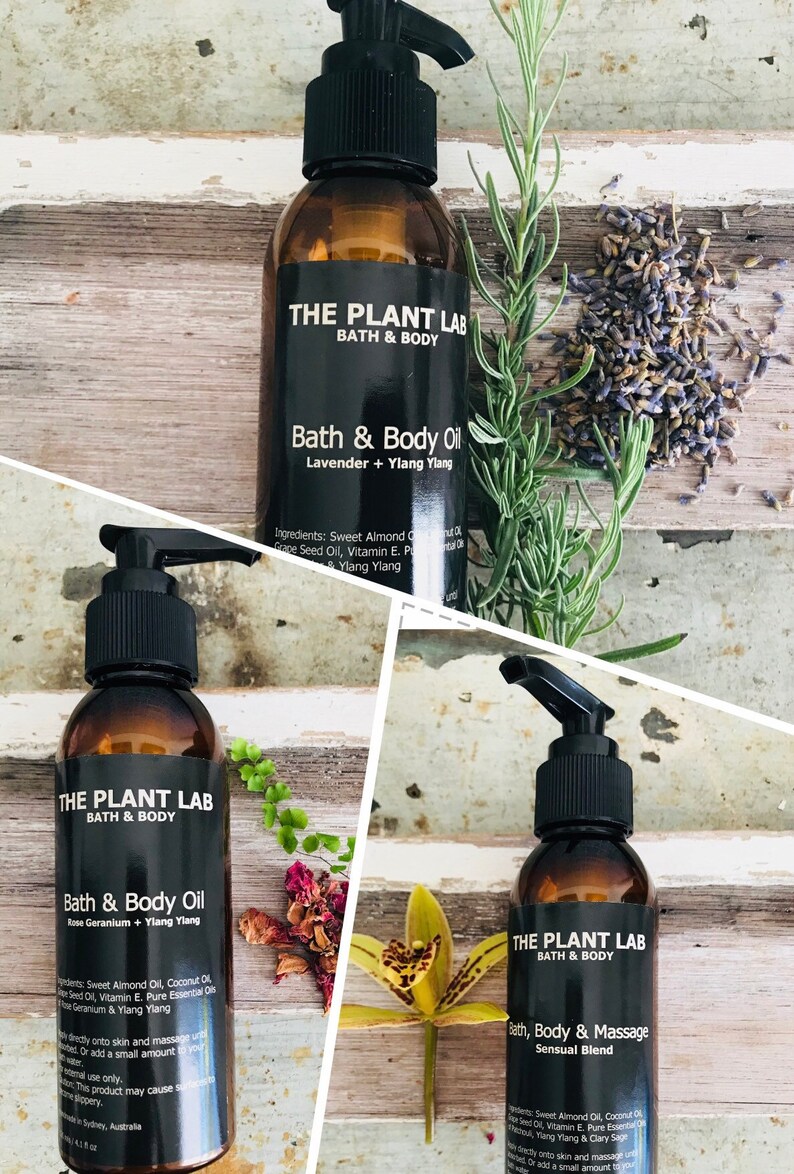 Gift Set Of 3 Body Oil Bath Oil Massage Oil Shower Oil Spa Gift 100 Natural Vegan Skincare Unisex Gift No Palm Oil