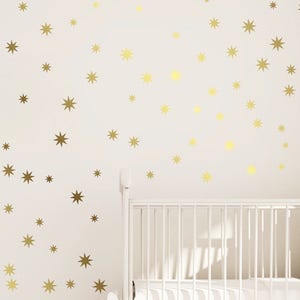 Starburst wall decal, Golden confetti stars decal, Gold wall decal, Golden star sticker set, baby room stars idea,set of stars decal SD 092