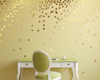 Gold polka dot decals, Gold Polka Dot Wall Decals, wall stickers dots, gold Wall Decal Dot, bedroom decorating, teenage girl bedroom ideas