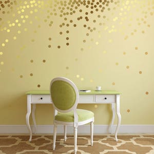 Gold Polka Dot Abziehbilder, Gold Polka Dot-Wandtattoo, Wand Aufkleber Punkte, Gold Wand Aufkleber Dot, Schlafzimmer Dekoration, Teenager-Mädchen Schlafzimmer Ideen
