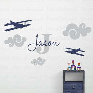 Aviation Nursery Wall Decal Child Personalized Name Plane - Etsy