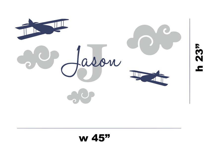 Aviation Nursery wall decal Child Personalized Name Plane | Etsy