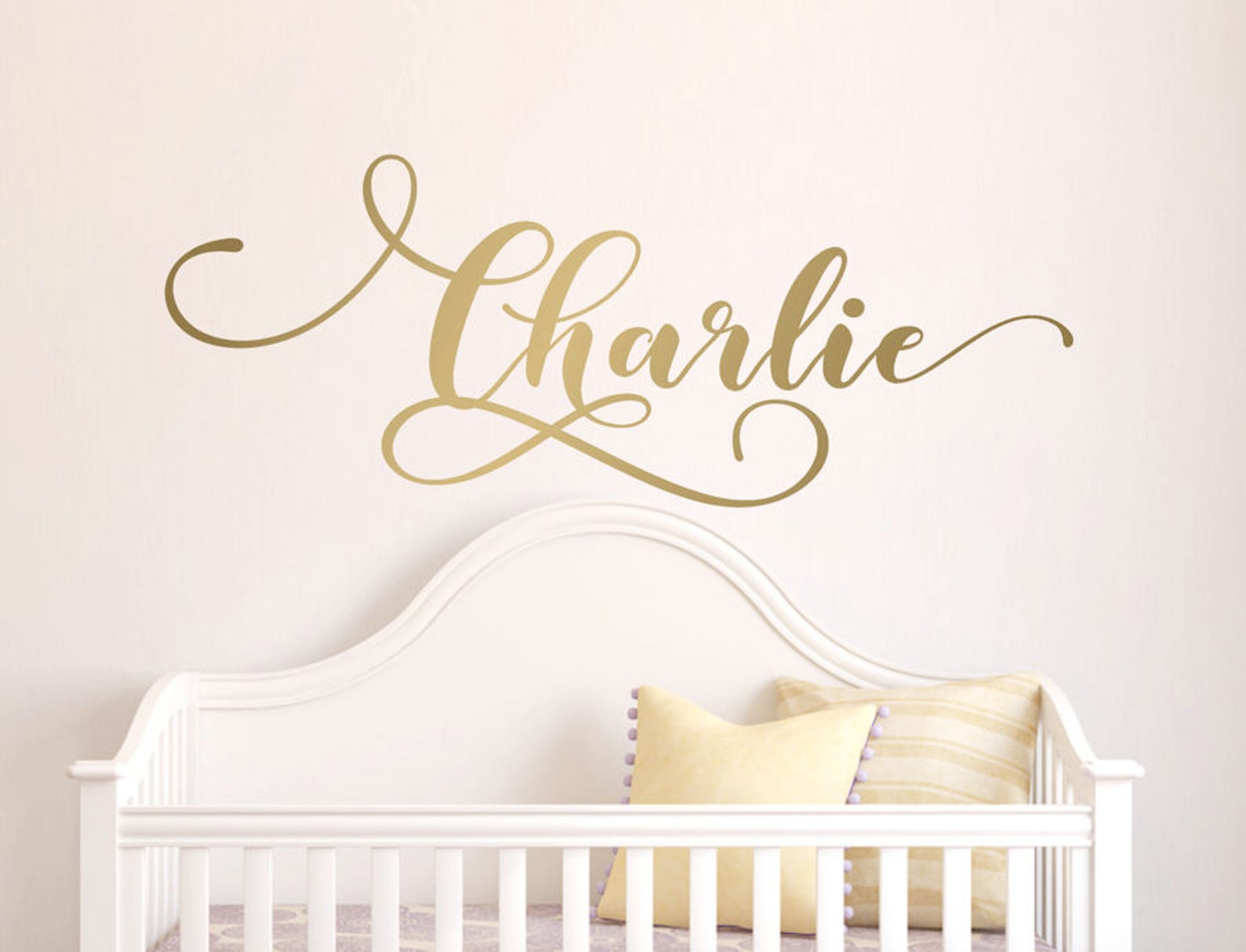 Script Name Wall Art Monogram Wall Sticker Gold Name Etsy