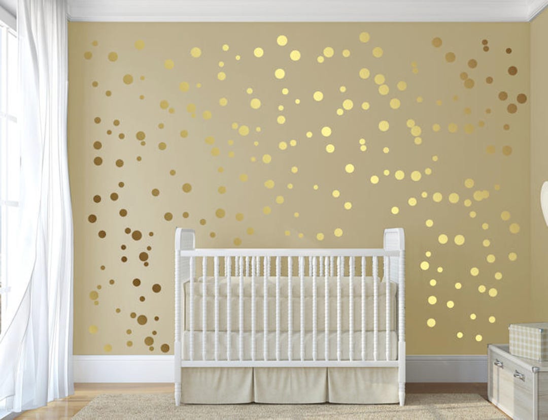 Gold Polka Dot Wall Stickers Stick on Wall Art Gold Vinyl Wall Decal