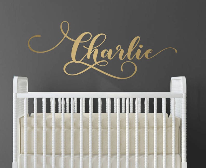 script name wall art monogram wall sticker gold name | etsy