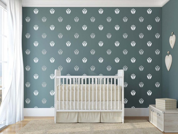 pattern vinyl art tulip wall pattern decals for baby nursery | etsy