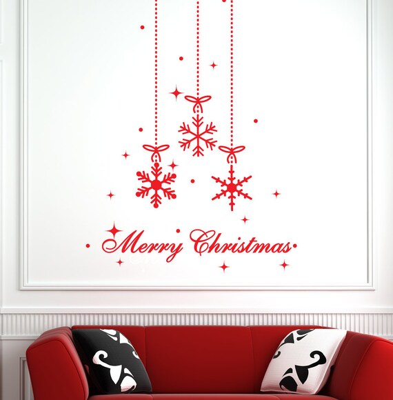 Snowflakes Decal Holiday Wall Decals For Walls Stickers Stick On Art Decalisland Snow Flakes And E