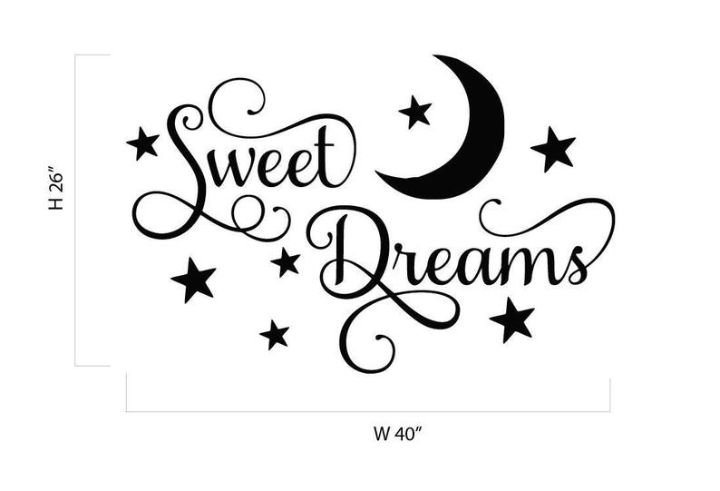 Sweet Dreams Quote Decal Nursery Room Wall Stickers Wall Sticker Decals Kids Wall Decal Home Decor Star and Moon Decal Sweet Dreams Di 006 image 3