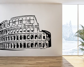 Rome Coliseum Wall Decal Interior Wall Decals Italy Skyline Silhouette Vinyl Sticker  Murals Office Living Room Bedroom Home Decor SD 094