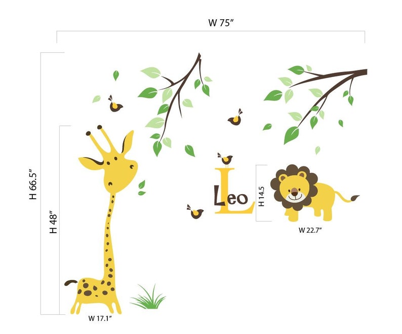Giraffe Wall Decal Jungle Safari Wall Decal Baby Nursery Ideas - Etsy