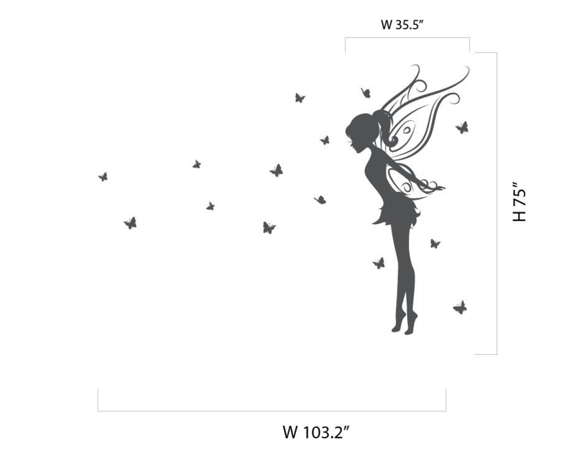 Baby Girl Room Decor Fairy Wall Decal W/ Butterflies Vinyl Etsy